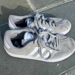 adidas White and Light Gray Mesh Lace-Up Sneaker